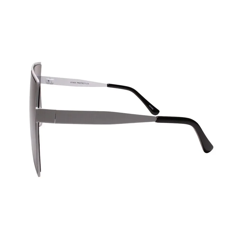 Contemporary Glam XXL Oversized Fashion Metal Square White Sunglasses Women